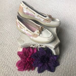 Women’s size 8.5 Sperry boat shoe plaid and sequin